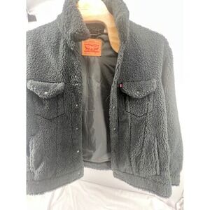 Levi Strauss Co Mens Sherpa Lined Trucker Jacket Dark Gray XL Vintage Fit